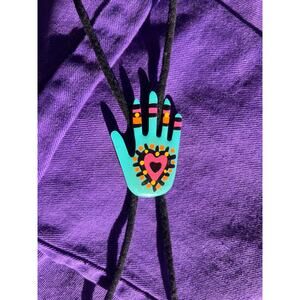Heart Hand Vintage Handmade Art to Wear Southwest Western Bolo Tie